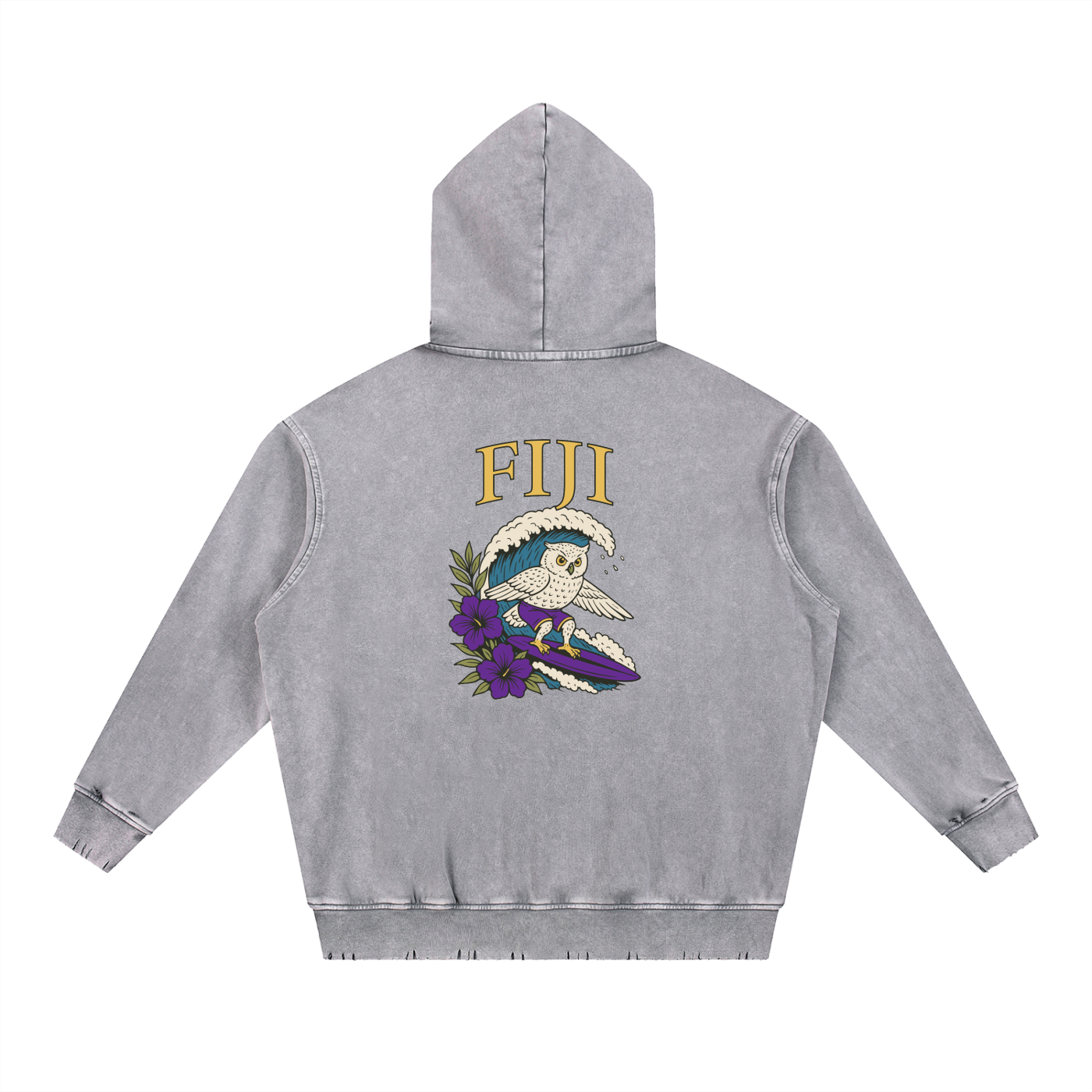 Snow Wash Hand-Frayed Heavyweight  Hoodie
